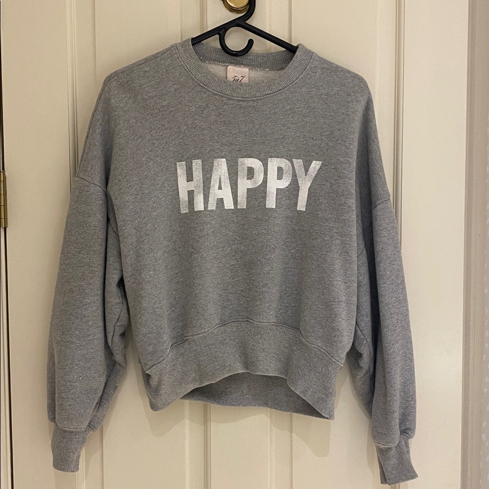 Cinq A Sept Gray 'HAPPY' Sweatshirt. Excellent condition. Size xs